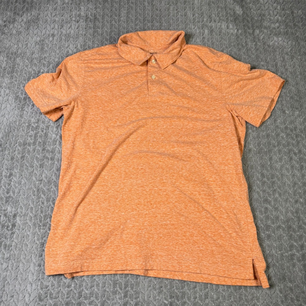 Arizona Jean Co Mens Large Orange Heathered Short Sleeve Polo Shirt Cotton Blend